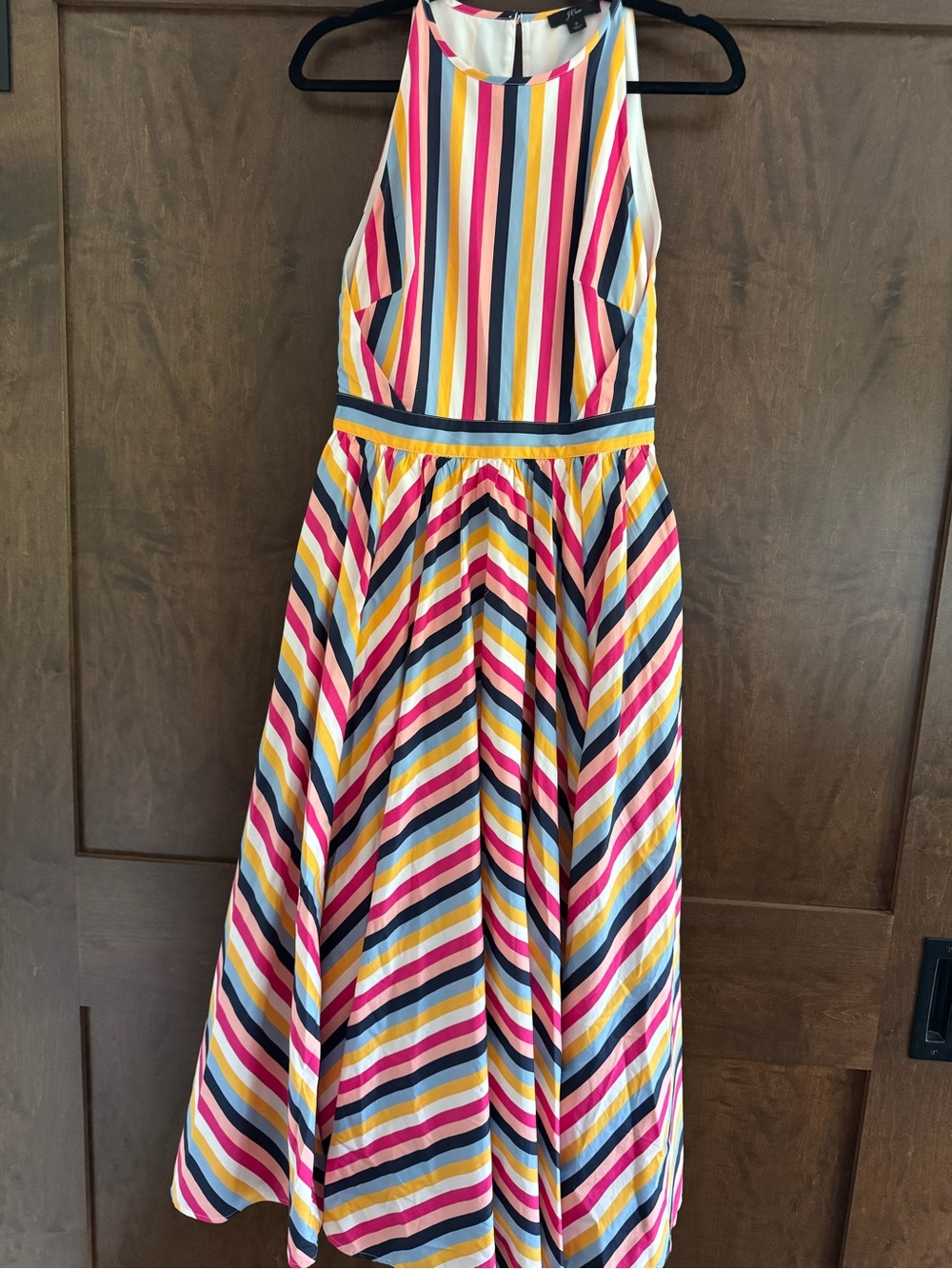 J Crew Corrina Rainbow Stripe Cotton Poplin Dress